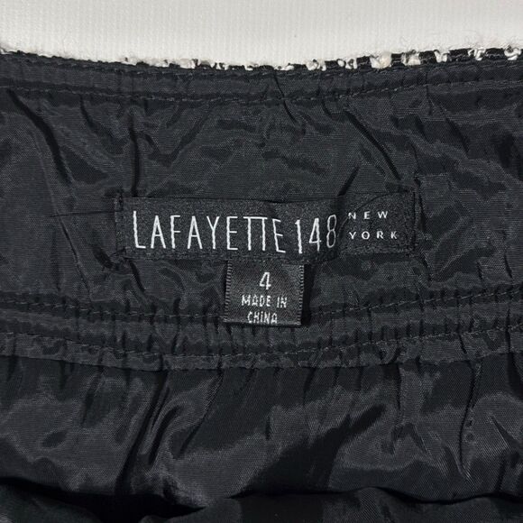 Lafayette 148 New York Black Wool Blend Tweed Style Pencil Skirt Women's Size 4 - Picture 6 of 11